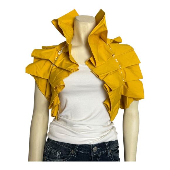 Hand Made Ruff Collar Wrap Shawl Dance Theatre Regency Yellow Daisy Diva Glam - Picture 3 of 10